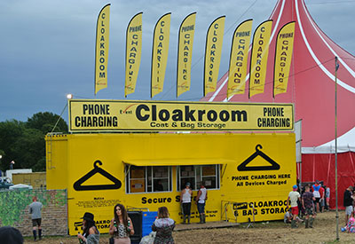 Event cloakrooms at festivals